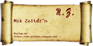 Mik Zoltán névjegykártya